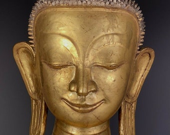 Burma Burmese Gilt Lacquer Shan Statue of the Buddha ca. first Half 19th century