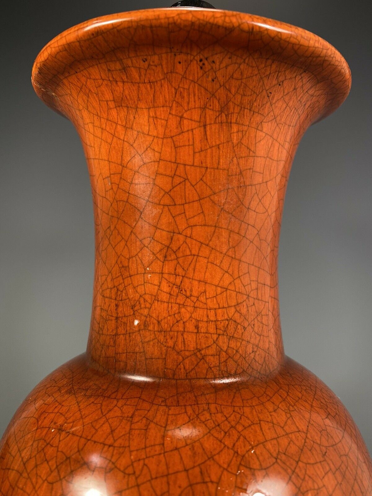 China Chinese Rust Glazed Porcelain Baluster Shape Vase W/ Lamp ...