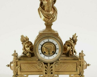 French Charpentier Gilt Bronze Figural Mantel Clock w/ Image of Venus by Carrier