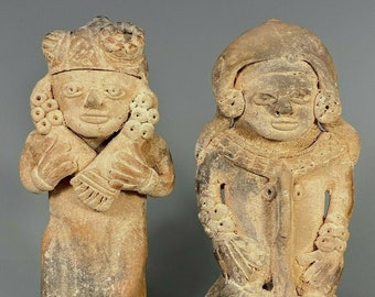 Pair Pre-Columbian Tumaco Tolita Colombia Ecuador Figures ca. 100 BC - 400 AD