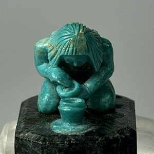 Zuni Pueblo Turquoise carving Figure in a Ritual by Jobeth Maize ca. 20th c.