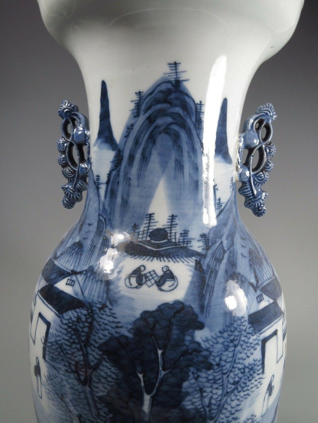 China Chinese Porcelain Vase W/ Landscape Blue White Decoration Ca