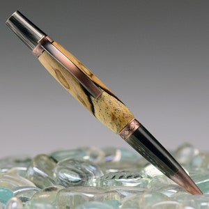 Spalted Maple on an Antique Rose Copper Pen