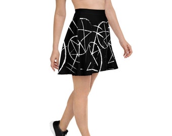 Gothic Skirt For Women Skater Skirt Pentagram Pattern For Women