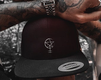 Snapback For Men, Womens Caps, With Embroidery, Punk Hat, Wiccan Fashion, Skater Clothing, Halloween Accessory, Punk, Pentagram Occult