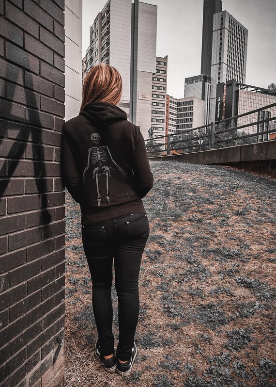 Buy Unisex Gothic Style Hoodie Black Pull Over Top Skeleton and