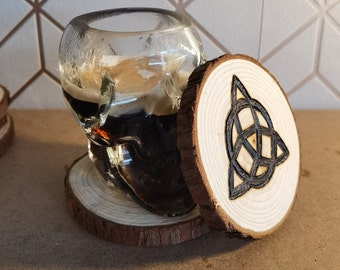 Homemade Coaster Coffee Gift Coaster Set Wooden Coasters Triquetra Symbol