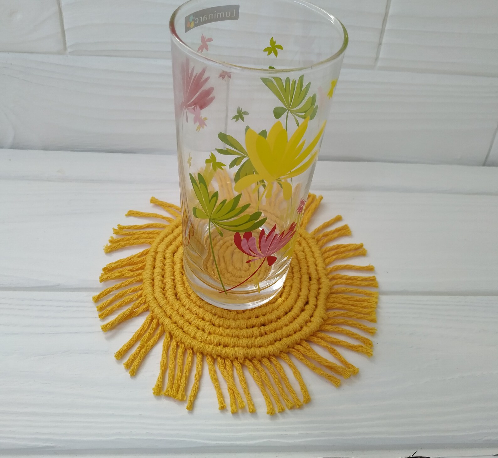 Set of 2 Coasters yellow coasters Coffee coasters Macrame Etsy