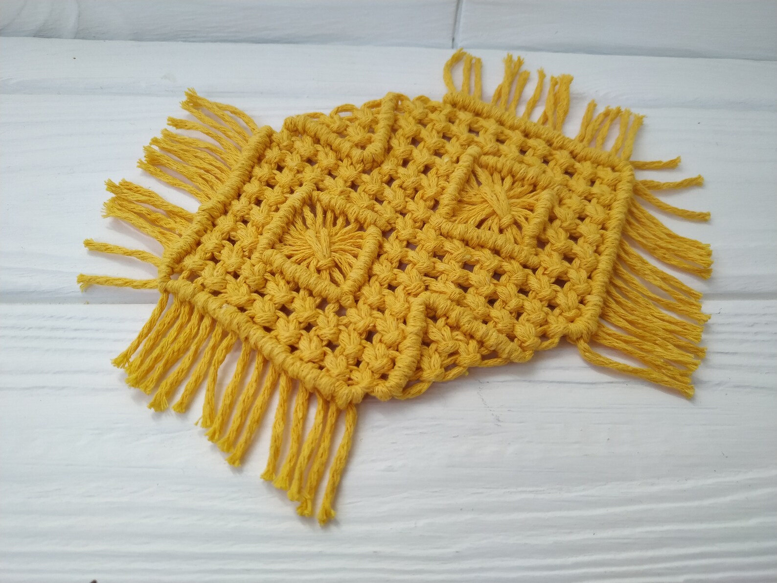Set of 2 Coasters yellow coasters Coffee coasters Macrame Etsy