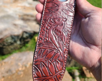 Leather Hori Hori Garden Knife Sheath - Bird in Mahogany