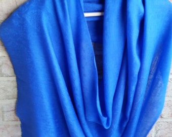 Pashmina Stoles All Weather Wrap 28&quot;x80&quot; Large Scarf- Cobalt Blue