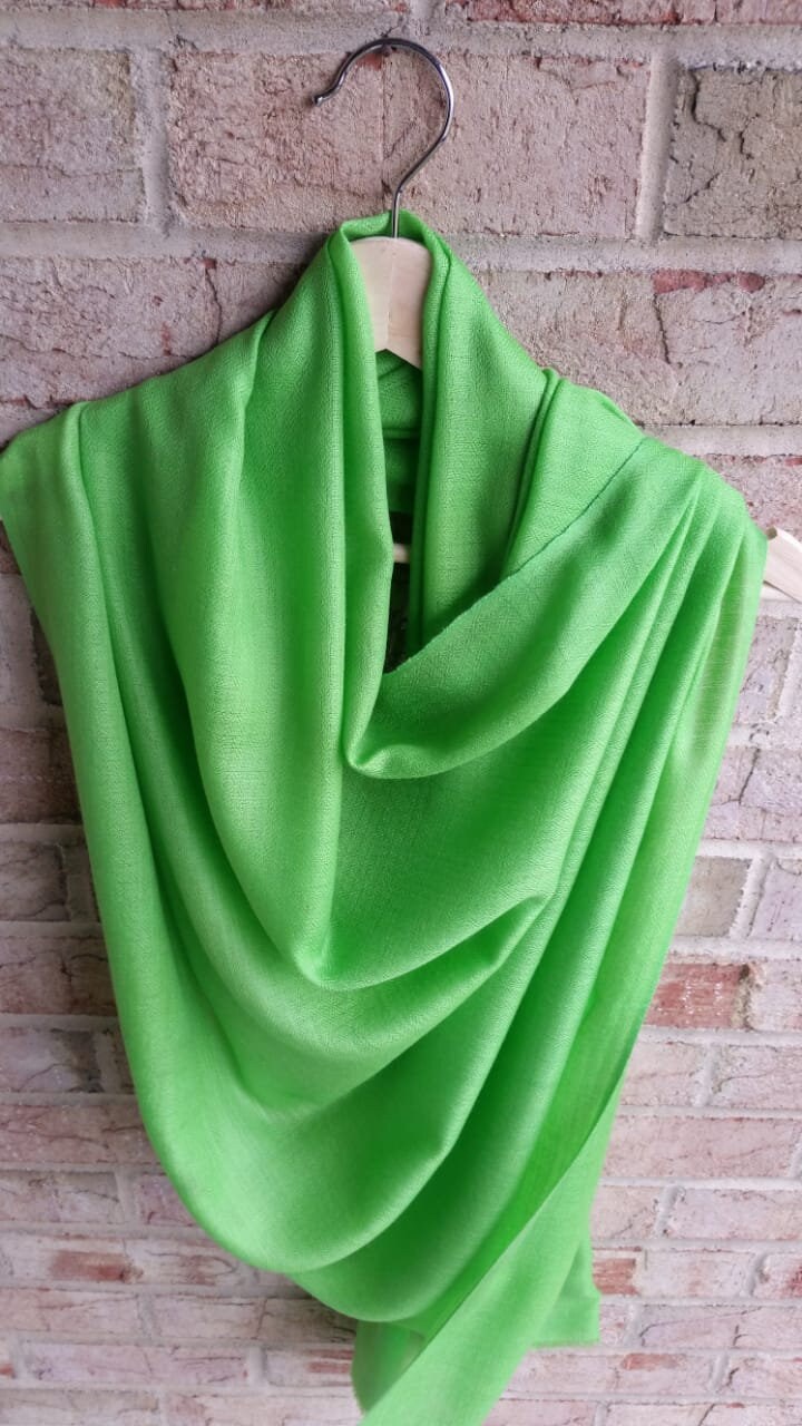 Pashmina Stole All Weather Wrap 28"x80" Large Scarf - Screamin Green