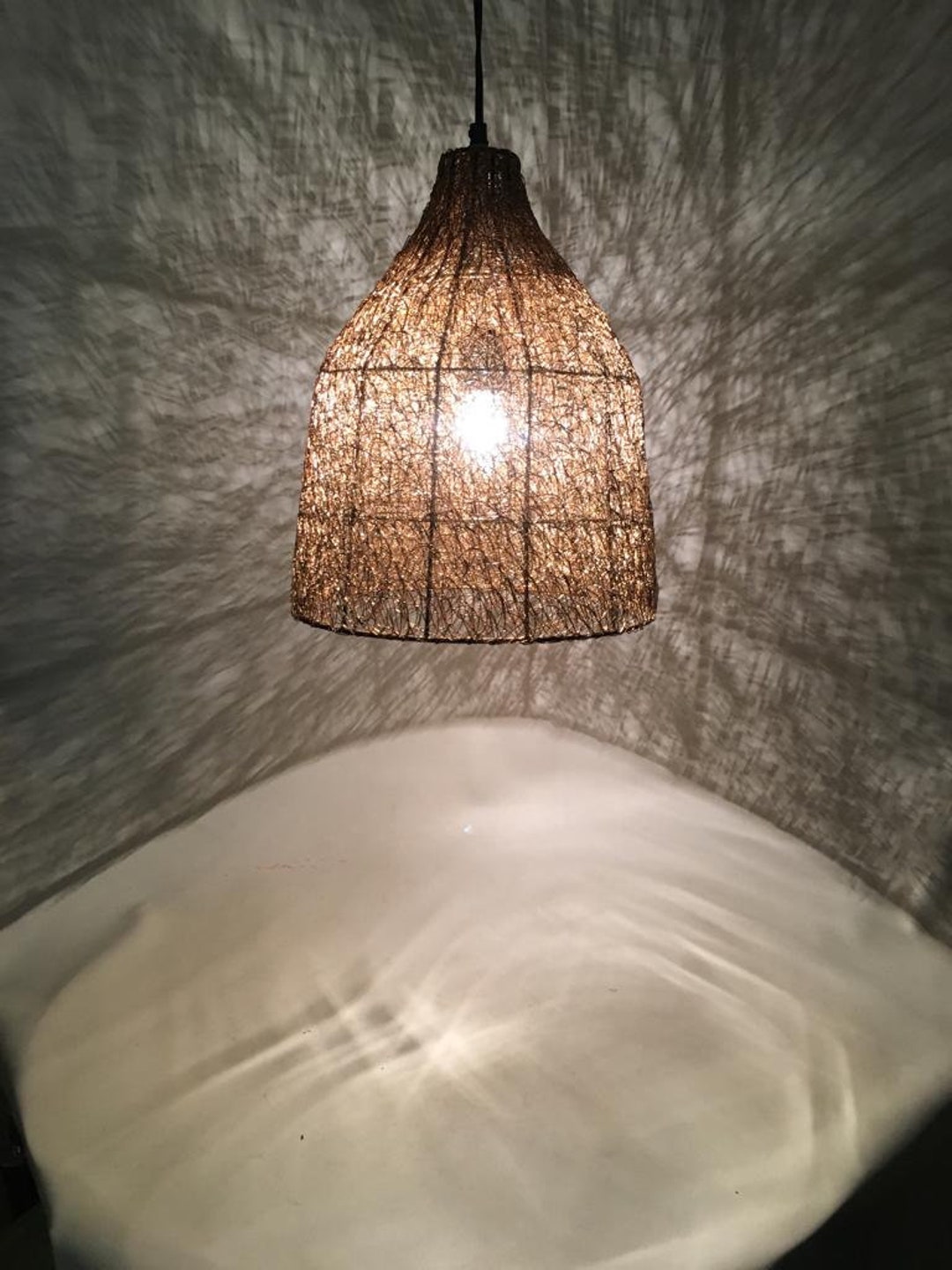 Hand Made Wire Mesh Pendant Lamp / Overhead Lamp - Etsy UK