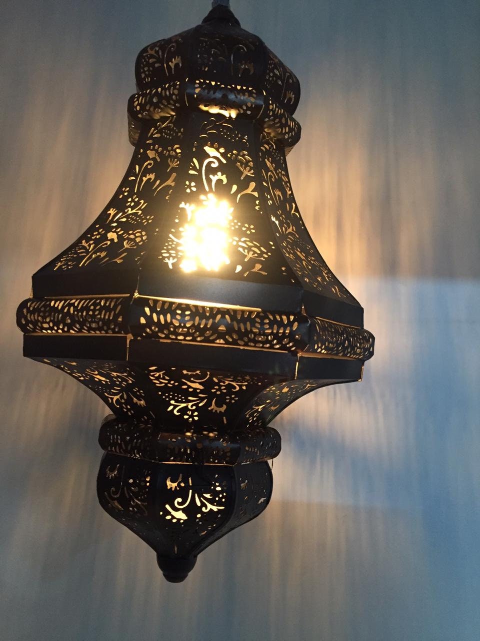 Hand Made Antique Finish Mughal Metal Pendant Lamp / Overhead Lamp