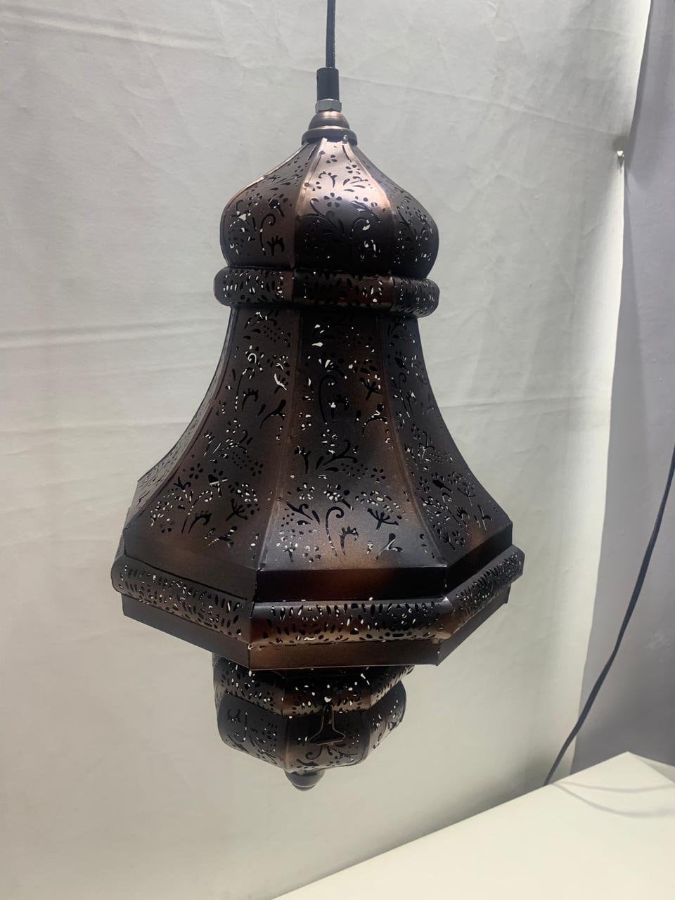 Hand Made Antique Finish Mughal Metal Pendant Lamp / Overhead Lamp