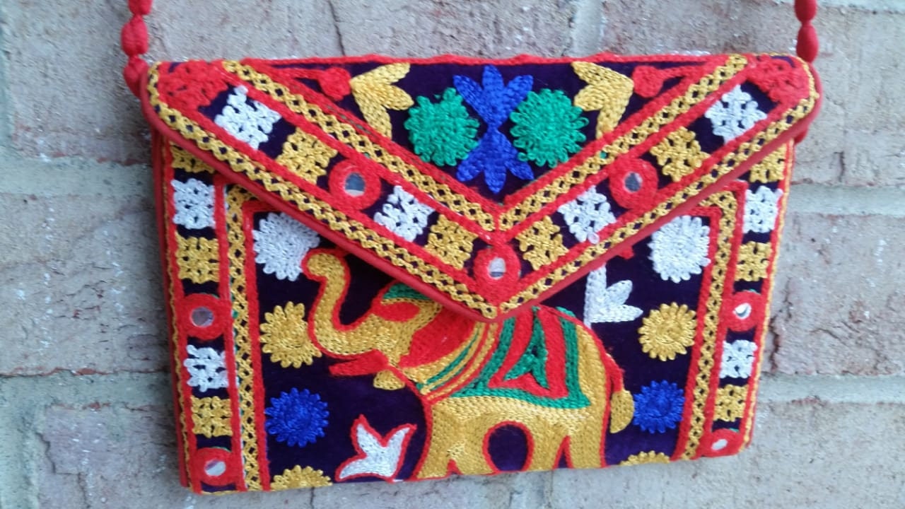 Handmade Ethnic Embroidered Banjara Foldover Clutch Purse-cross ...