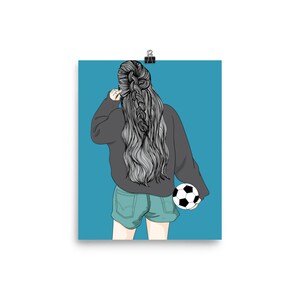 Girl With Soccer Ball Photo Paper Poster