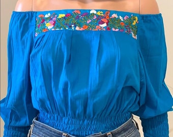 Boho Mexican top with San Antonino Silk Embroidery.