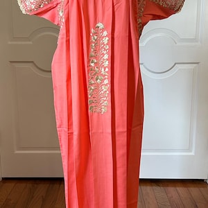 XL San Antonino Maxi Dress, Oaxaca Mexican dress. hand Embroidered. multicolor Silk Threads,