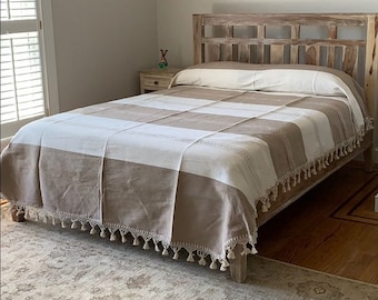 Full Size Cotton Bedspread/Quilt. From Oaxaca Mex. Hand loom, Bed covers, blankets. Handwoven.