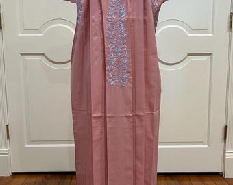 San Antonino Maxi Dress, Oaxaca Mexican dress. hand Embroidered. multicolor Silk Threads,