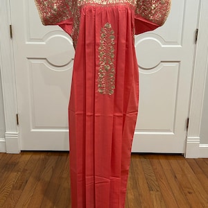 XL San Antonino Maxi Dress, Oaxaca Mexican dress. hand Embroidered. multicolor Silk Threads,
