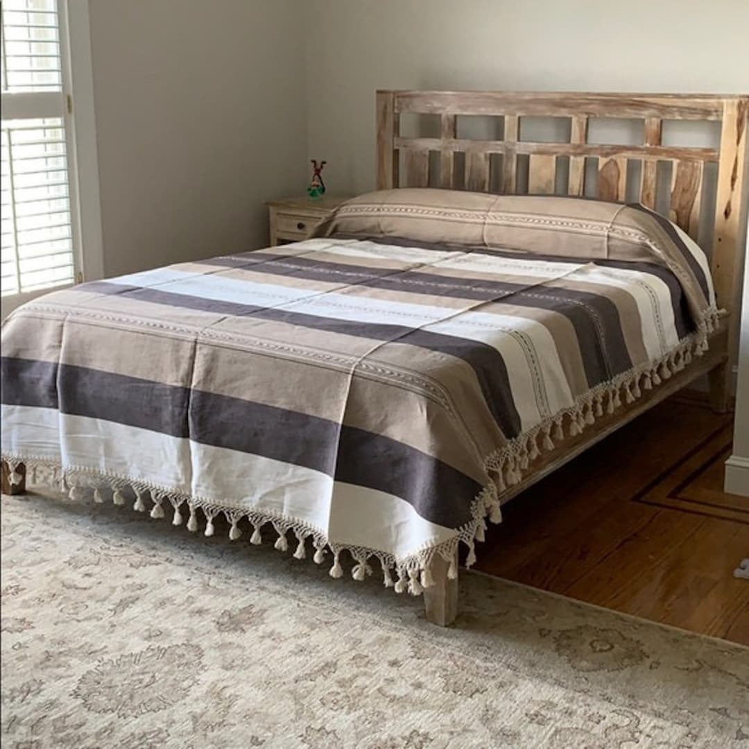 Full Size Cotton Bedspread/quilt. From Oaxaca Mex. Hand Loom, Bed