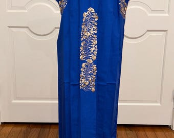 San Antonino Maxi Dress, Oaxaca Mexican dress. hand Embroidered. multicolor Silk Threads,