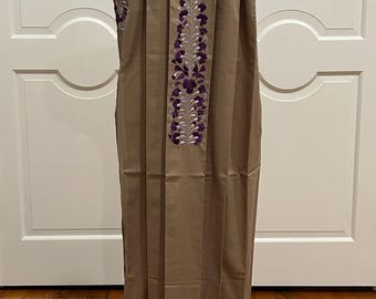 XL San Antonino Maxi Dress, Oaxaca Mexican dress. hand Embroidered. multicolor Silk Threads,