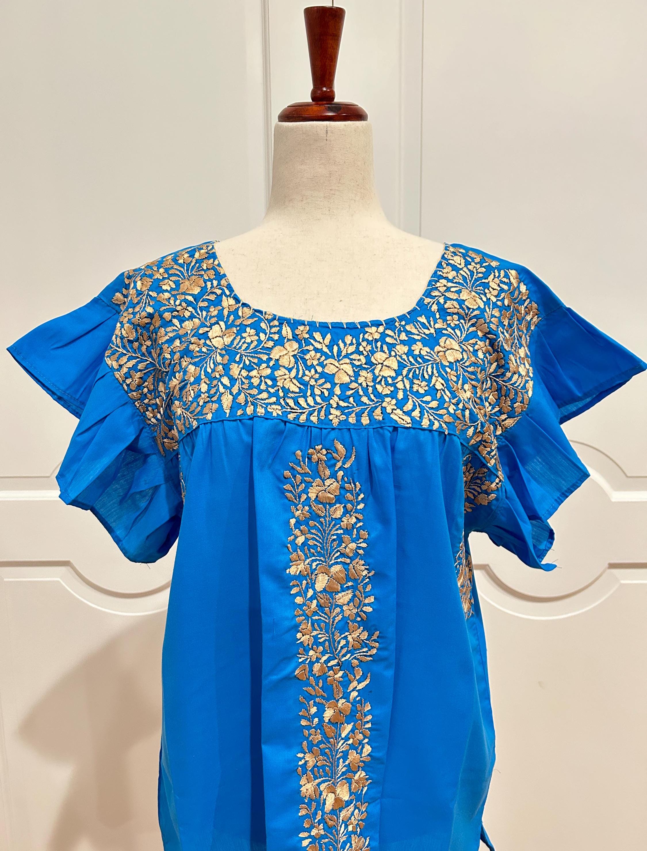 ハンドメイド刺繍サンアントニーノブラウス、メキシカントップ、S、M