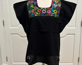 Hand Embroidered Artisan Top, Boho, Hippie, Hand Made. One of A Kind.