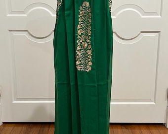 San Antonino Maxi Dress, Oaxaca Mexican dress. hand Embroidered. multicolor Silk Threads,