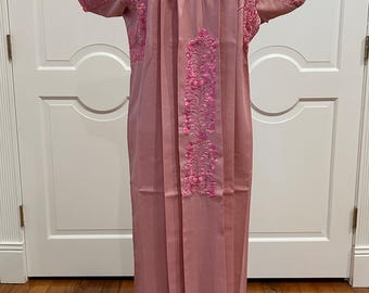 San Antonino Maxi Dress, Oaxaca Mexican dress. hand Embroidered. multicolor Silk Threads,