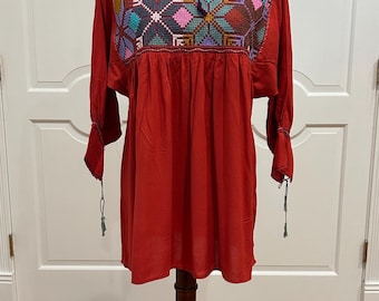 Mexican blouse with 100 % Hand Cross-stitch Embroidered, Artisan Top, Boho, Hippie, Hand Made, Chiapas top,