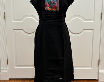 One of the kind Mexican embroidered dress, hand Embroidered with cotton threads.