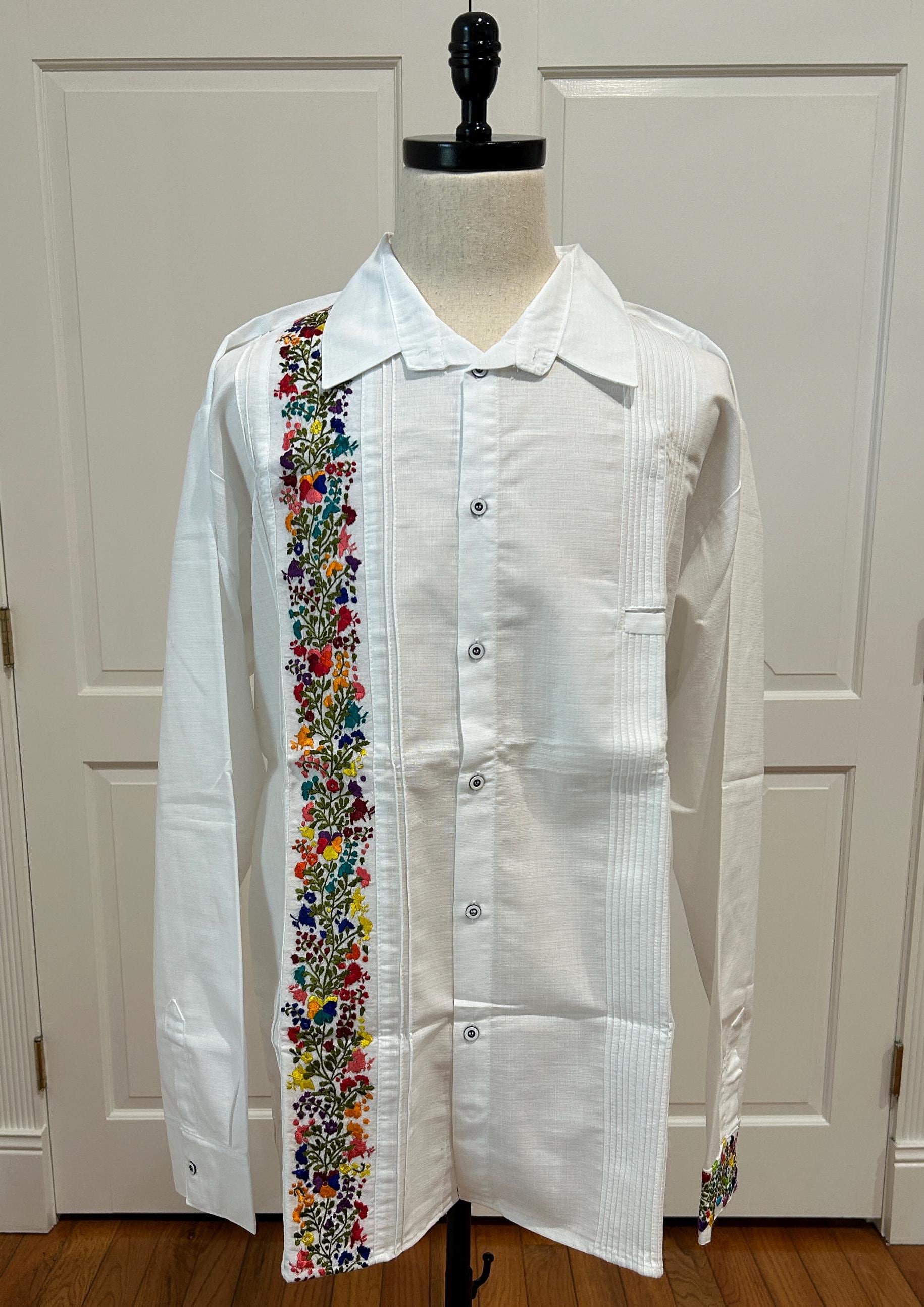 mexican style dress shirts Men's Mexican Embroidered Wedding Shirt JET BLACK 100% Micro Fiber D'Accord 2327