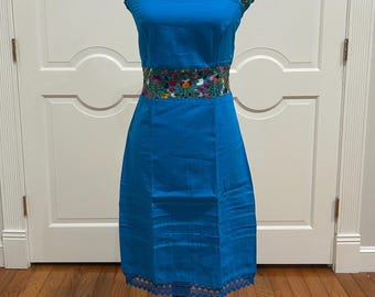 One of a Kind Mexican embroidered dress, hand Embroidered with Silk threads.