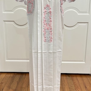San Antonino Maxi Dress, Oaxaca Mexican dress. hand Embroidered. multicolor Silk Threads,