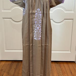 San Antonino Maxi Dress, Oaxaca Mexican dress. hand Embroidered. multicolor Silk Threads,