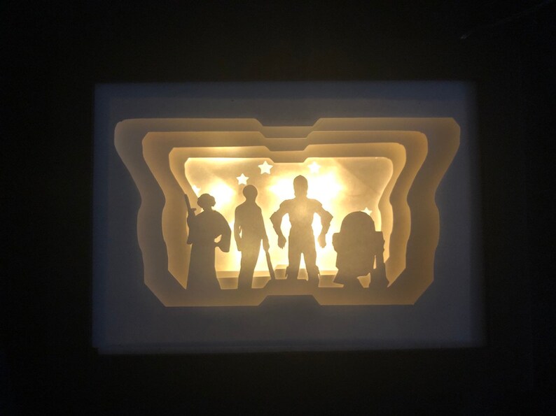 Star Wars Lighted Silhouette Shadow Box Etsy