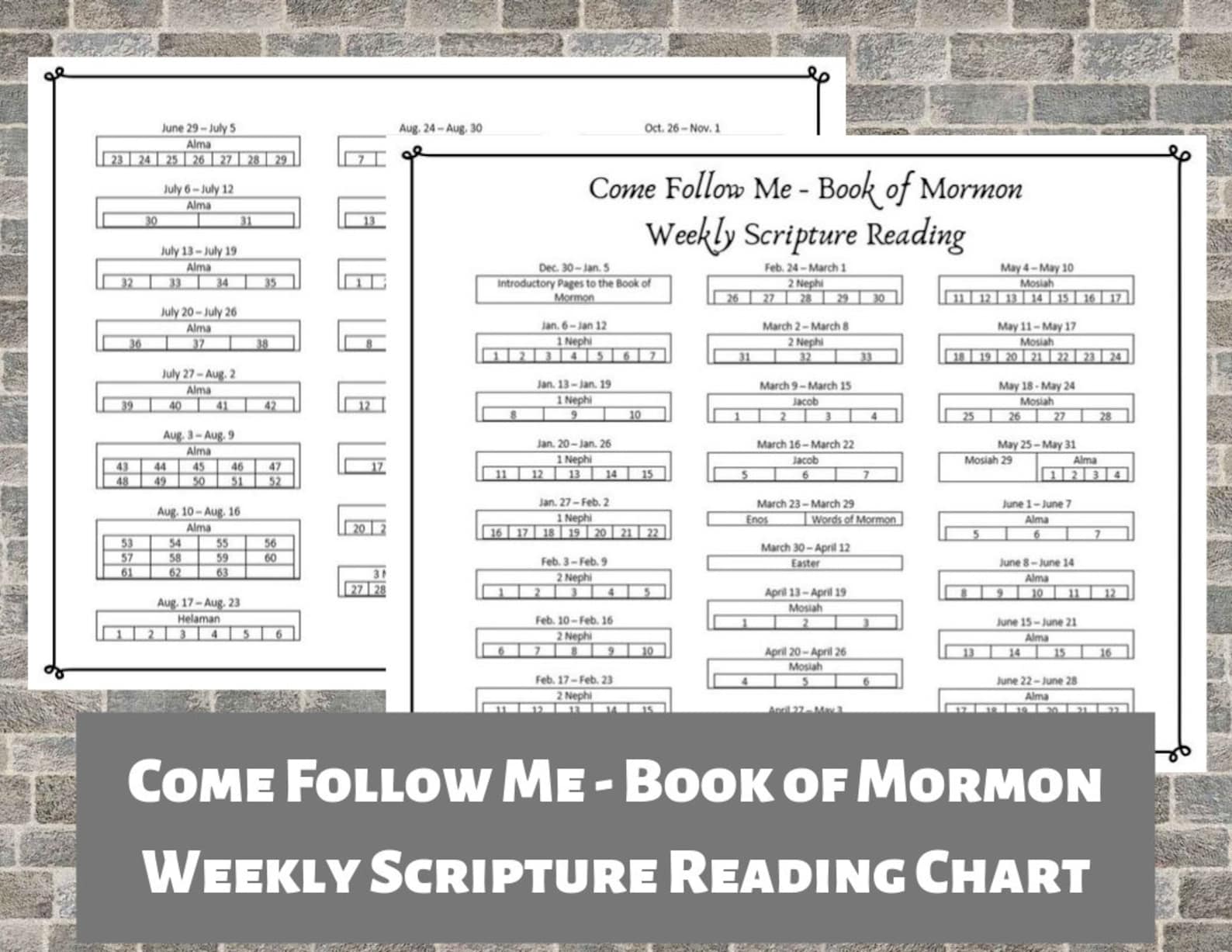 Come Follow Me Book of Mormon Weekly Scripture Reading Etsy