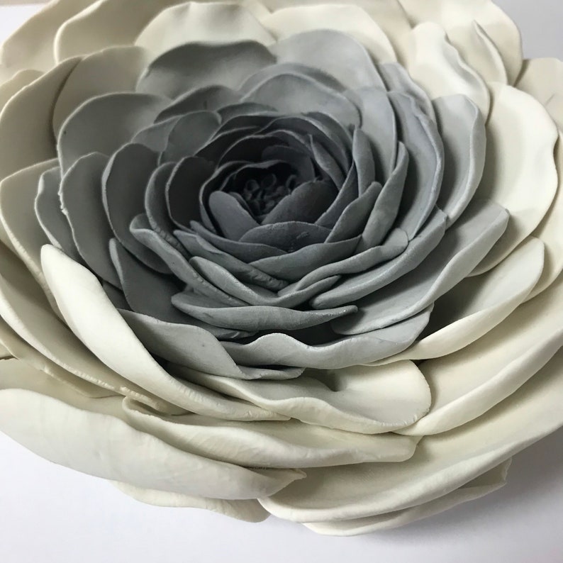 Large Porcelain Flower Hand Sculpted Ranucus Flower Wall Décor Table Decoration Flower Art, Ceramic Wall Flower image 7