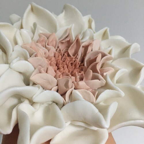 Dusty Pink Porcelain Flower Wall Sculpture Ceramic Flower Etsy