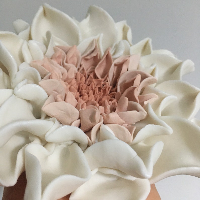 Dusty Pink Dahlia Porcelain Flower Wall Art Ceramic Flower