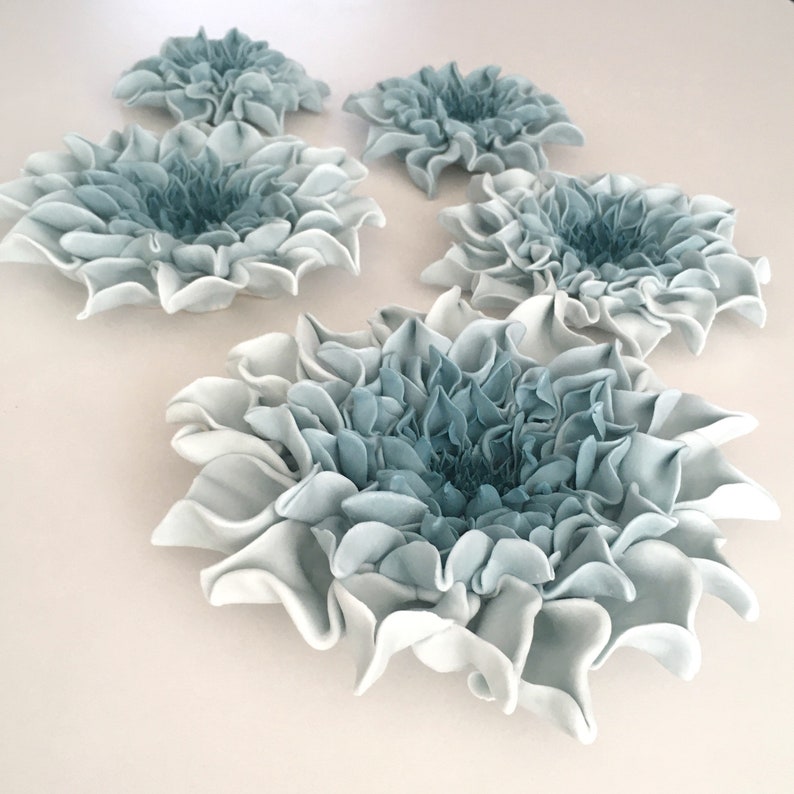 Ceramic Wall Sculpture Installation Porcelain Flowers Ombré Etsy