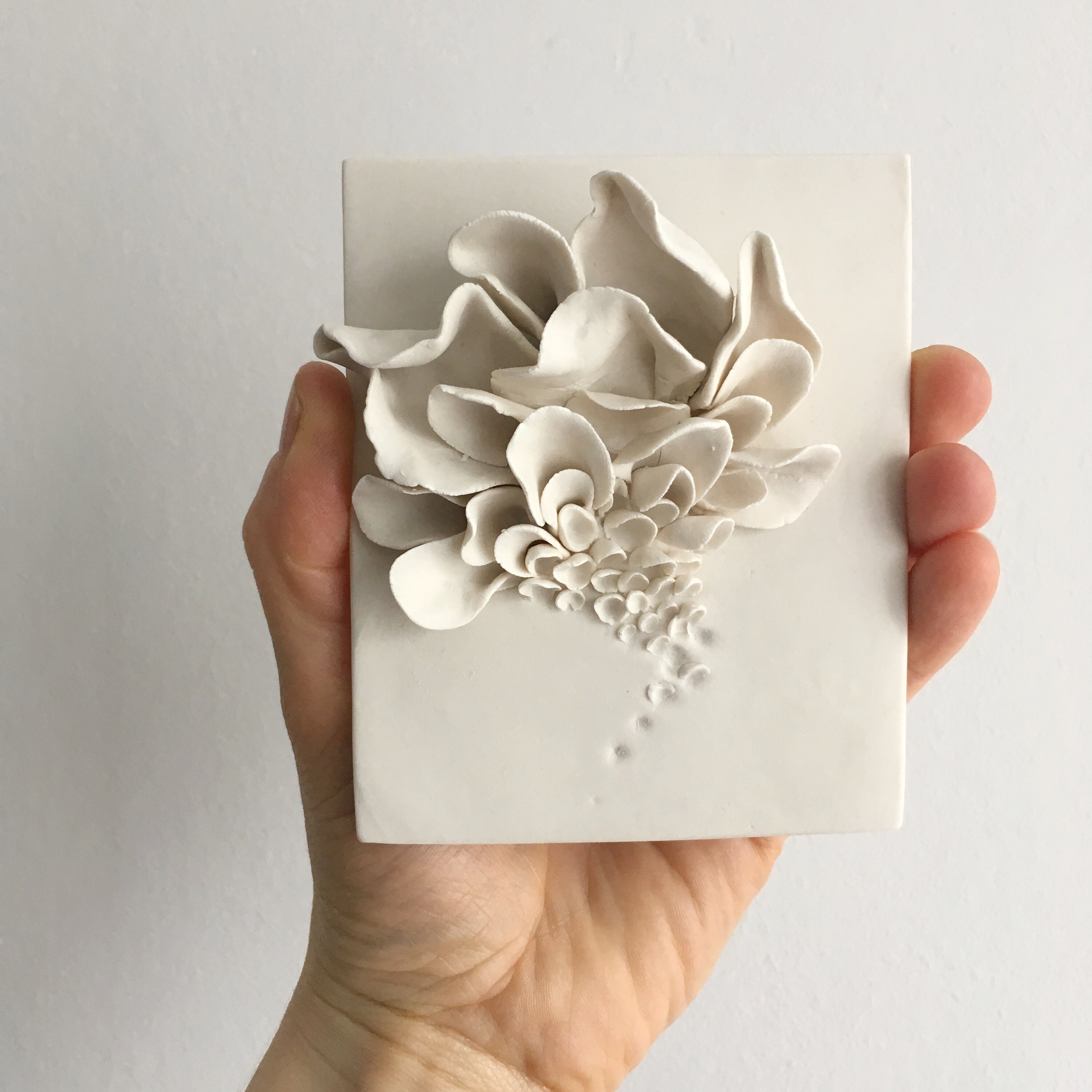 Wall Hanging Ceramic Sculpture Flower Wall Art Porcelain Etsy