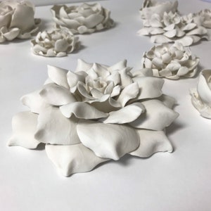 Hand Sculpted Porcelain Rose Wall Art - 9”x9” Contemporary Flower Sculpture - High-Fired Decorative Wall Hanging for Home Decor