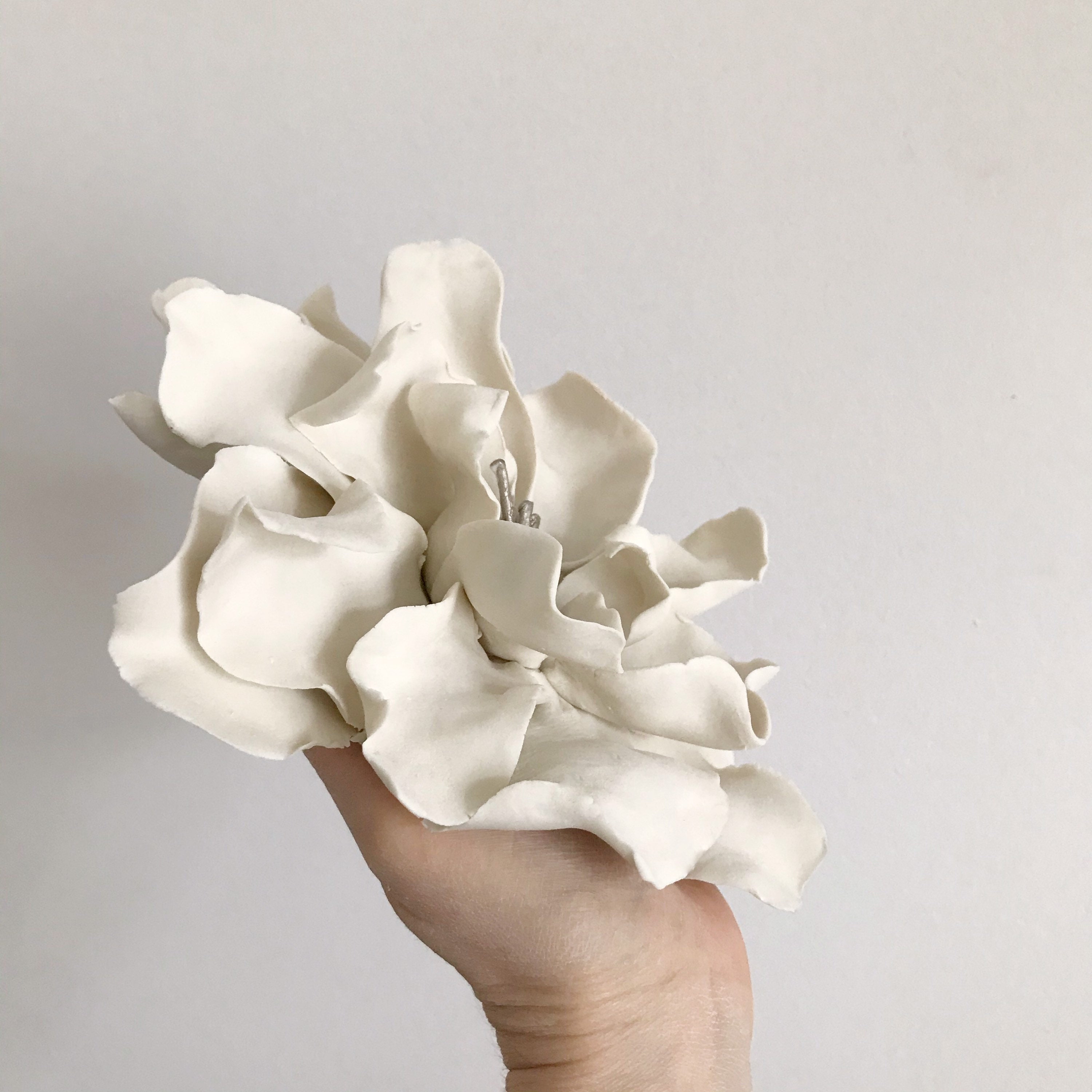 Porcelain Flower Wall Art White Silver Ceramic Flowers Etsy Canada