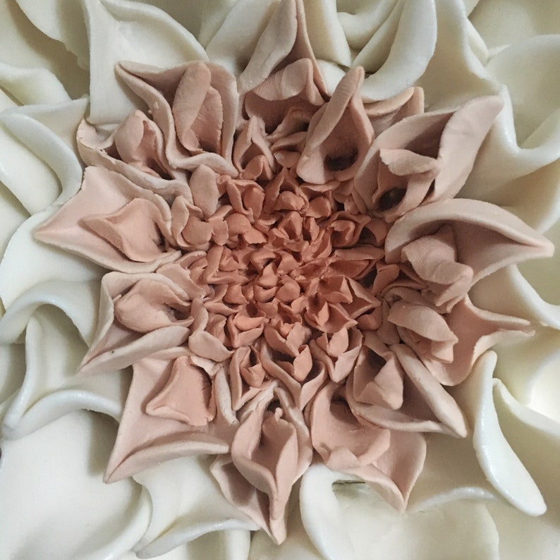 Dusty Pink Dahlia Porcelain Flower Wall Art Ceramic Flower