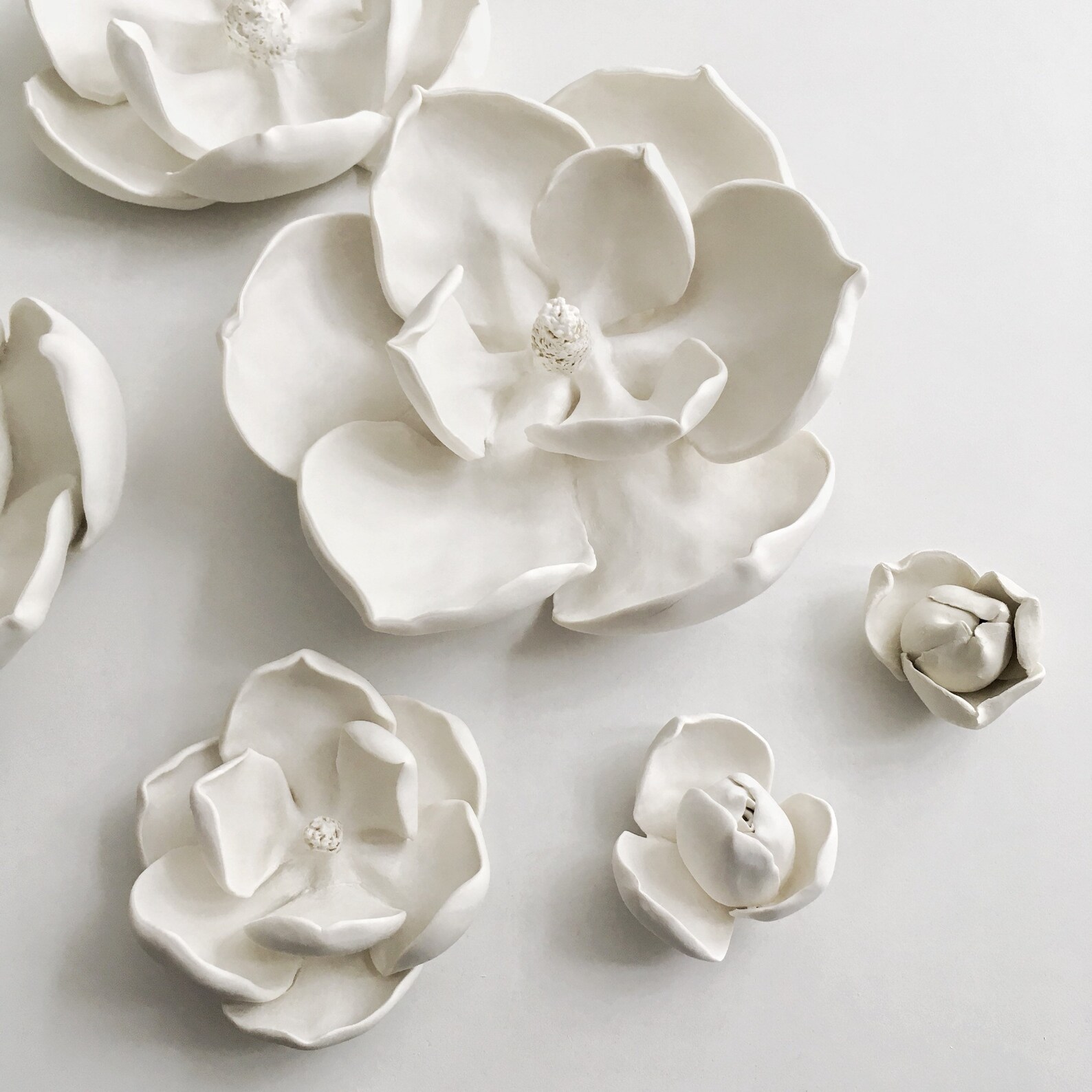 White Magnolia Porcelain Flower Wall Installation of 7 Etsy